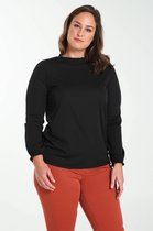 Promiss - Female - Effen T-shirt met gesmokt detail  - Zwart