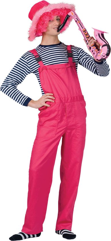 Tuinbroek fluor roze man/vrouw - Maat XL