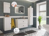 Badkamermeubelset Badkamermeubel met keramische wastafel wit hoogglans in landhuisstijl incl. LED spiegel, B/H/D: ca. 201,2/200/46 cm