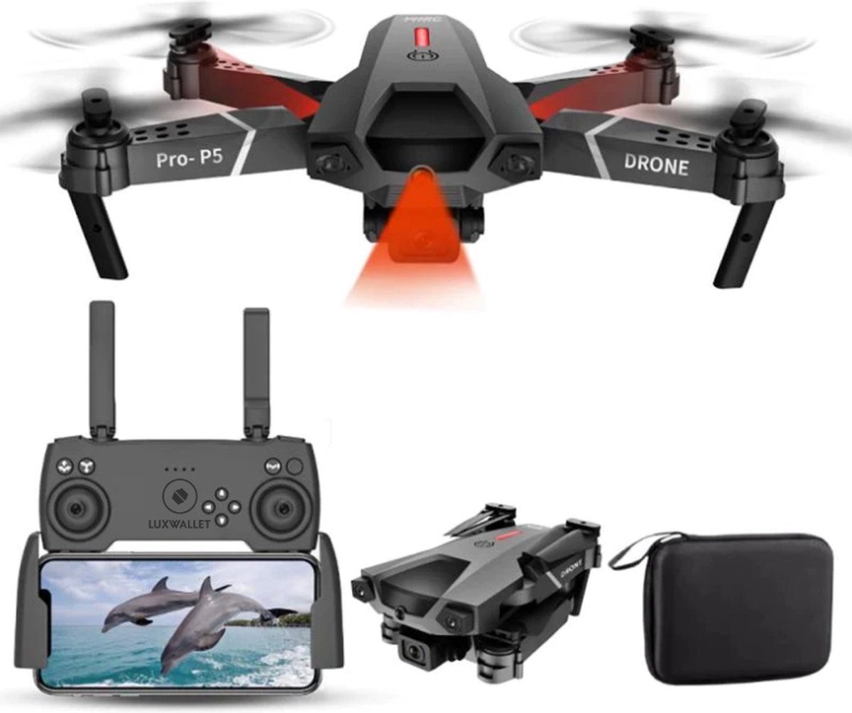 LUXWALLET® AeroFly Dodge Drone – 30km/h - Mini Drone met Camera + Infrarood Obstakel Ontwijking – VR - IOS / Android App - 2x Accu