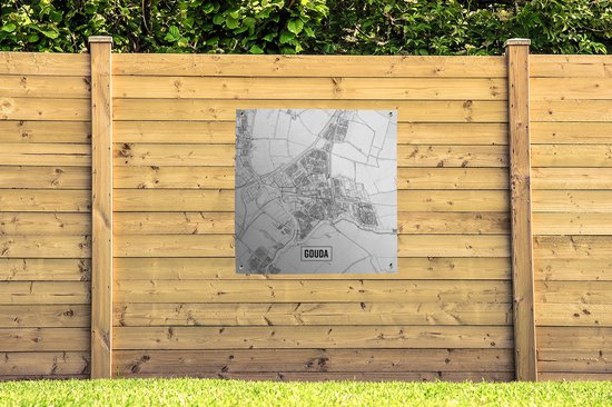 Carte de la ville affiche de jardin Gouda en vrac - Carte 100x100 cm - Toile de jardin / Toile d'extérieur / Peintures pour l'extérieur (décoration de jardin)