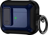 YONO Armor Case pour Apple Airpods 3 (3e génération) - Étui rigide avec verrou et clip - Bleu foncé