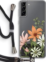 Case Company® - Samsung Galaxy S21 Plus hoesje met Koord - Floral bouquet - Telefoonhoesje met Zwart Koord - Bescherming aan alle Kanten en Over de Schermrand