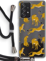 Case Company® - Samsung Galaxy A52 hoesje met Koord - Luipaard - Telefoonhoesje met Zwart Koord - Bescherming aan alle Kanten en Over de Schermrand