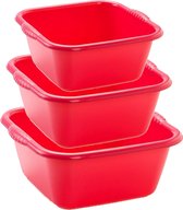 Set de bols en plastique multifonctions rouge en 3 tailles - capacité 15-20-25 litres