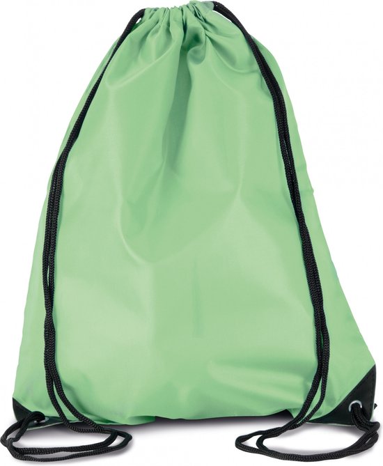 Foto: 2x stuks sport gymtas draagtas in kleur lichtgroen met handig rijgkoord 34 x 44 cm van polyester en verstevigde hoeken