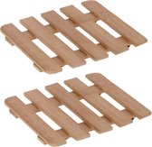Set van 2x stuks pannenonderzetter van hout vierkant 15 x 15 cm