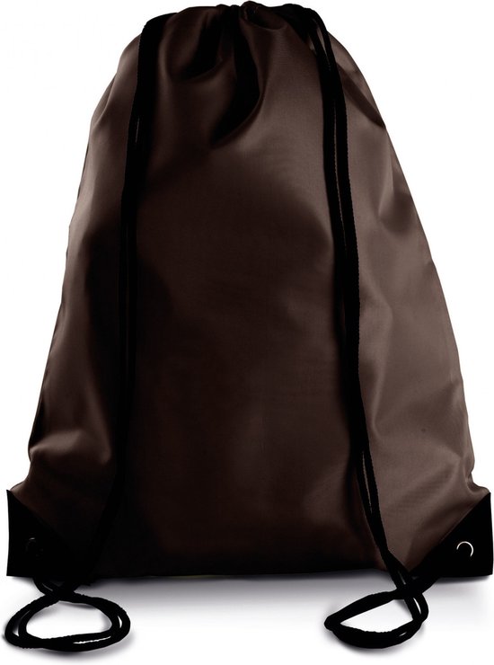 8x stuks sport gymtas/draagtas in kleur bruin met handig rijgkoord 34 x 44 cm van polyester en verstevigde hoeken
