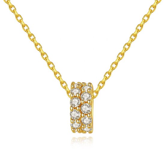 Collier en or pour femme avec bague en argent 925 Viva plaqué or 14 carats - Collier doré de Sophie Siero dans une boîte cadeau