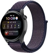 Nylon Smartwatch bandje - Geschikt voor  Huawei Watch 3 - Pro nylon band - paars-blauw - Strap-it Horlogeband / Polsband / Armband