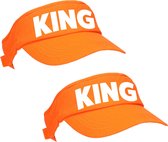 2x stuks oranje King zonneklep - Koningsdag - Feest pet / sun visor