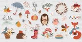 Autumn fall sticker - schattige beestjes stickers - laptop en agenda stickers scrapbook journal - lente stickers - 2 stuks
