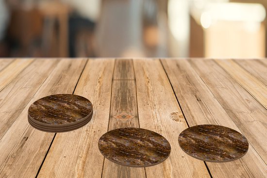 Sous- Sous-verres à verres - Ronds - Granit - Luxe - Motifs - 10x10 cm - Sous-verres en verre - 6 pièces