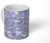 Mok - Blauw - Zilver - Patronen - Marmer print - Mokken - 350 ML - Beker - Uitdeelcadeautjes