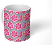 Mok - Koffiemok - Fruit - Roze - Zomer - Design - Mokken - 350 ML - Beker - Koffiemokken - Theemok