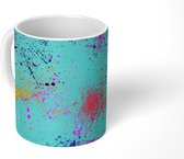 Mok - Verf - Patronen - Turquoise - Mokken - 350 ML - Beker - Uitdeelcadeautjes
