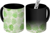 Magische Mok - Foto op Warmte Mokken - Koffiemok - Patronen - Jungle - Monstera - Magic Mok - Beker - 350 ML - Theemok