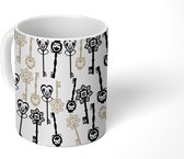 Mok - Koffiemok - Sleutels - Goud - Patronen - Mokken - 350 ML - Beker - Koffiemokken - Theemok