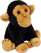 Pluche knuffel dieren Chimpansee aap 15 cm - Speelgoed apen knuffelbeesten