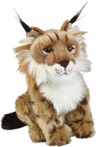 Pluche bruine lynx knuffel 28 cm - Lynxen wilde katten knuffels - Speelgoed voor kinderen