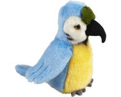 Ravensden Ara Papegaai Knuffel - Pluche - 18 cm - Blauw Geel - Kraalogen