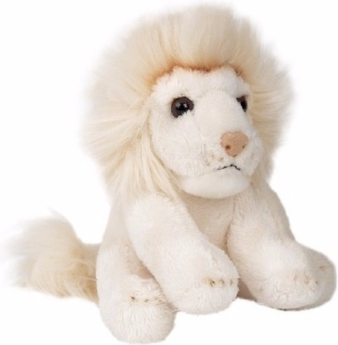 Ravensden Pluche leeuw - wit - knuffeldier - 15 cm - zittend - knuffel