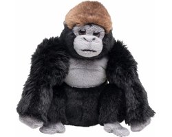 Nature Planet Pluche knuffel gorilla aap - 18 cm - zwart - knuffeldieren - apen knuffels