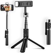 iMoshion 3 in 1 Selfie Stick - Selfie LED-lamp met Statief - Tripod - Ringlamp met 27 lichtstanden en afstandsbediening - Universele Selfie Stick voor Samsung en iPhone - 67 cm