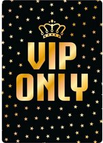 wandbord VIP Only 21 x 14,8 cm staal zwart/goud