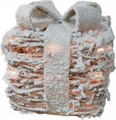 cadeautje 28 x 25 cm 35 led rotan wit