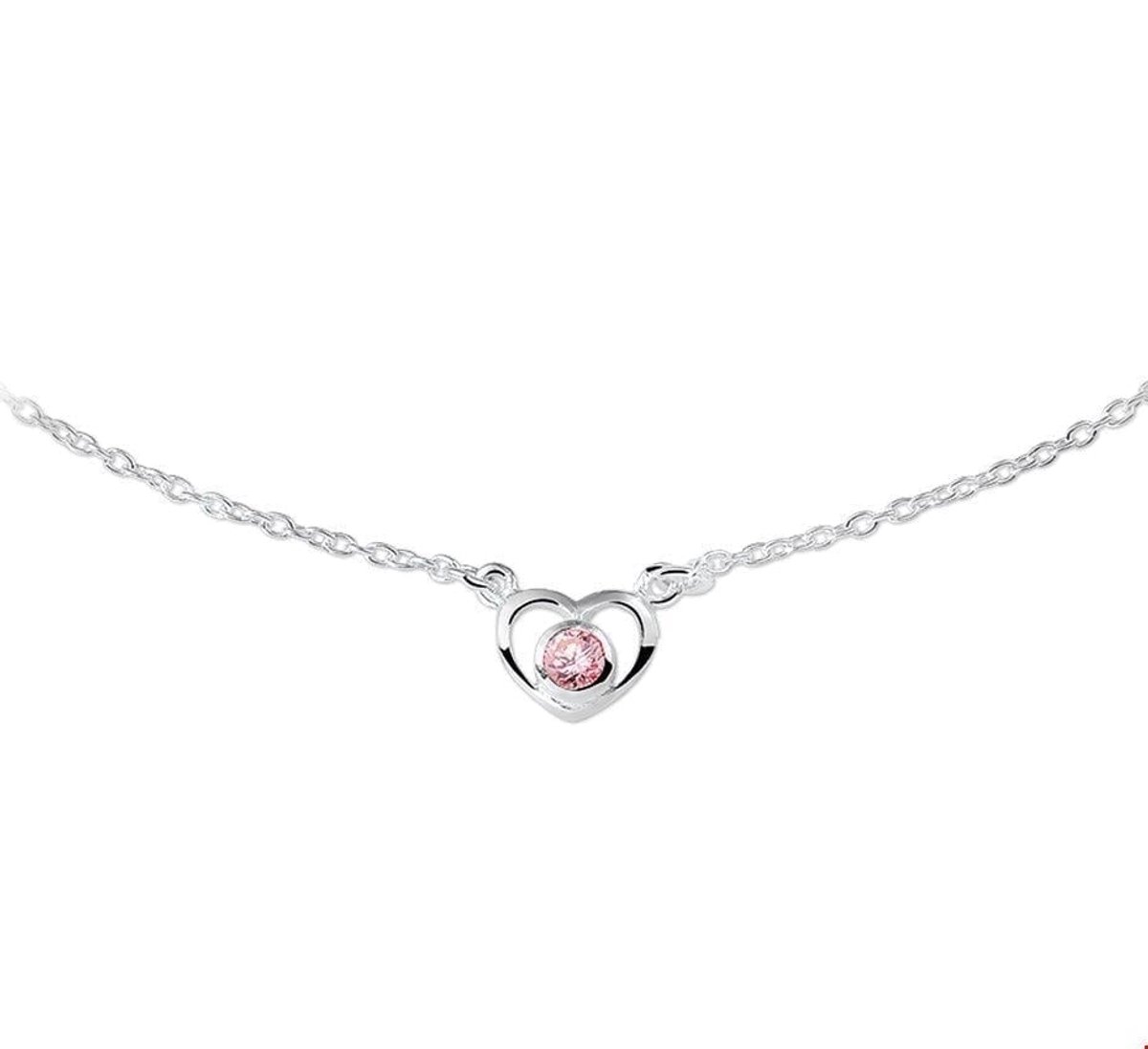 Zilveren Collier hart en zirkonia 1 1018714