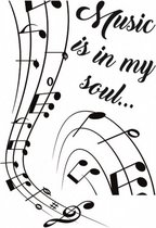 muursticker Music 95 x 40 cm vinyl zwart 7-delig