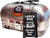broodtrommel food-truck 23 x 14 cm tin zilver