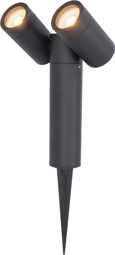 HOFTRONIC™ Pinero double dimbare LED prikspot - 2700K warm wit - GU10 - 5 Watt - Kantelbaar - Tuinspot - Voor buiten en binnen - Zwart - 3 jaar garantie - Tuin s