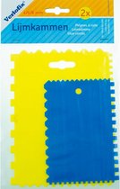 lijmkammen 4, 6, 8 mm tand blauw/geel 2 stuks