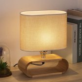 Cindaim Shinoske - kleine tafellamp - bedlampje met ovale basis - en lampenkap gemaakt van stof - voor slaapkamer - woonkamer - Nachtlamp