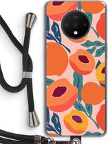 Case Company® - OnePlus 7T hoesje met Koord - Perzik - Telefoonhoesje met Zwart Koord - Bescherming aan alle Kanten en Over de Schermrand