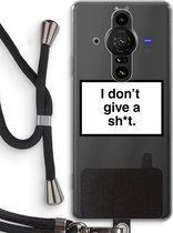 Case Company® - Sony Xperia Pro-I hoesje met Koord - Don't give a shit - Telefoonhoesje met Zwart Koord - Bescherming aan alle Kanten en Over de Schermrand