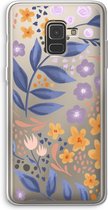 Case Company® - Samsung Galaxy A8 (2018) hoesje - Flowers with blue leaves - Soft Cover Telefoonhoesje - Bescherming aan alle Kanten en Schermrand