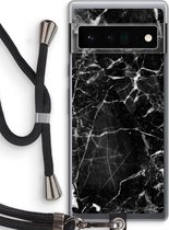 Case Company® - Google Pixel 6 Pro hoesje met Koord - Zwart Marmer - Telefoonhoesje met Zwart Koord - Bescherming aan alle Kanten en Over de Schermrand