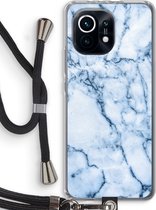 Case Company® - Xiaomi Mi 11 hoesje met Koord - Blauw marmer - Telefoonhoesje met Zwart Koord - Bescherming aan alle Kanten en Over de Schermrand