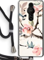 Case Company® - Sony Xperia Pro-I hoesje met Koord - Japanse bloemen - Telefoonhoesje met Zwart Koord - Bescherming aan alle Kanten en Over de Schermrand