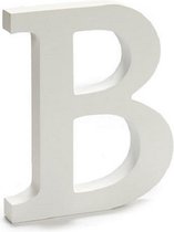 decoratieletter B 15 cm hout wit