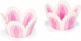 cupcakevormen 5 cm papier roze/wit 48 stuks