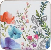 onderzetters Meadow Floral 10,5 cm kurk wit 6 stuks