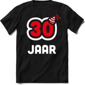 30 Jaar Feest kado T-Shirt Heren / Dames - Perfect Verjaardag Cadeau Shirt - Wit / Rood - Maat XL