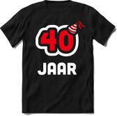 40 Jaar Feest kado T-Shirt Heren / Dames - Perfect Verjaardag Cadeau Shirt - Wit / Rood - Maat XL