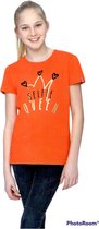 Tiener Meisje T-shirt - Selfie Queen - Voor Koningsdag - Holland - Maat: 110/116