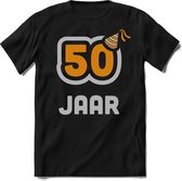 50 Jaar Feest kado T-Shirt Heren / Dames - Perfect Verjaardag Cadeau Shirt - Goud / Zilver - Maat L