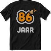 86 Jaar Feest kado T-Shirt Heren / Dames - Perfect Verjaardag Cadeau Shirt - Goud / Zilver - Maat XXL